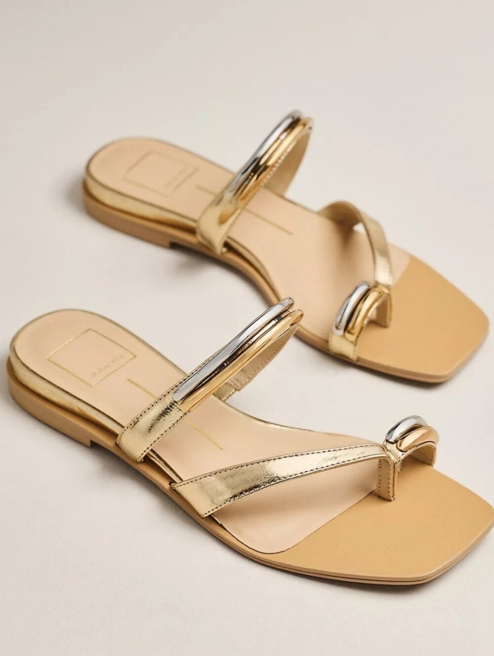NWT Dolce Vita Metallic Gold Double-Loop Slide Sandals 8.5